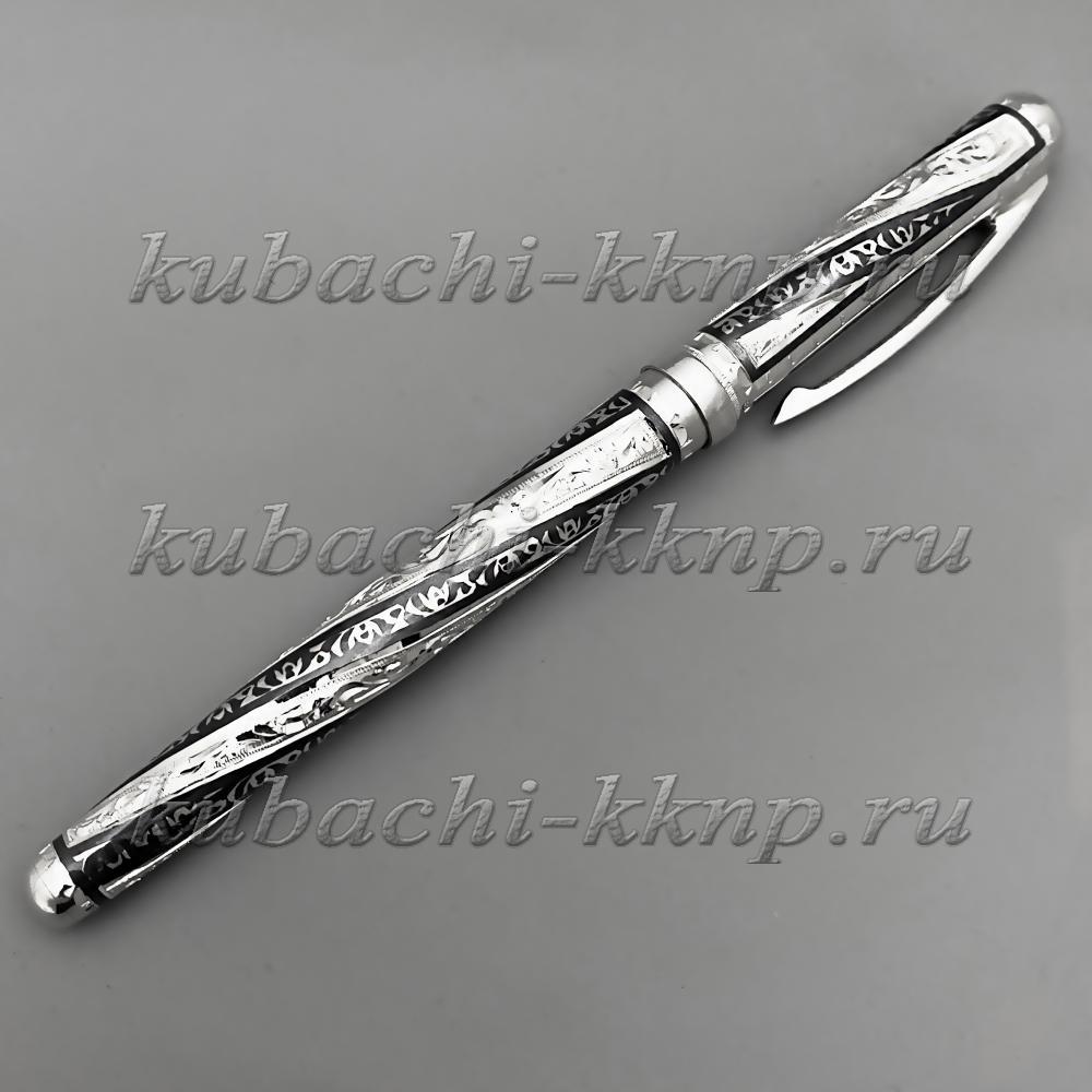 Перьевая серебряная ручка с крышкой, РУЧ23 фото 2
